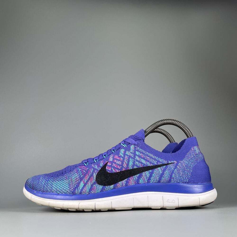 Nike Free 4.0 Flyknit Women's Size 8 Racer Purple Blue Running Shoes Sneaker EUC
